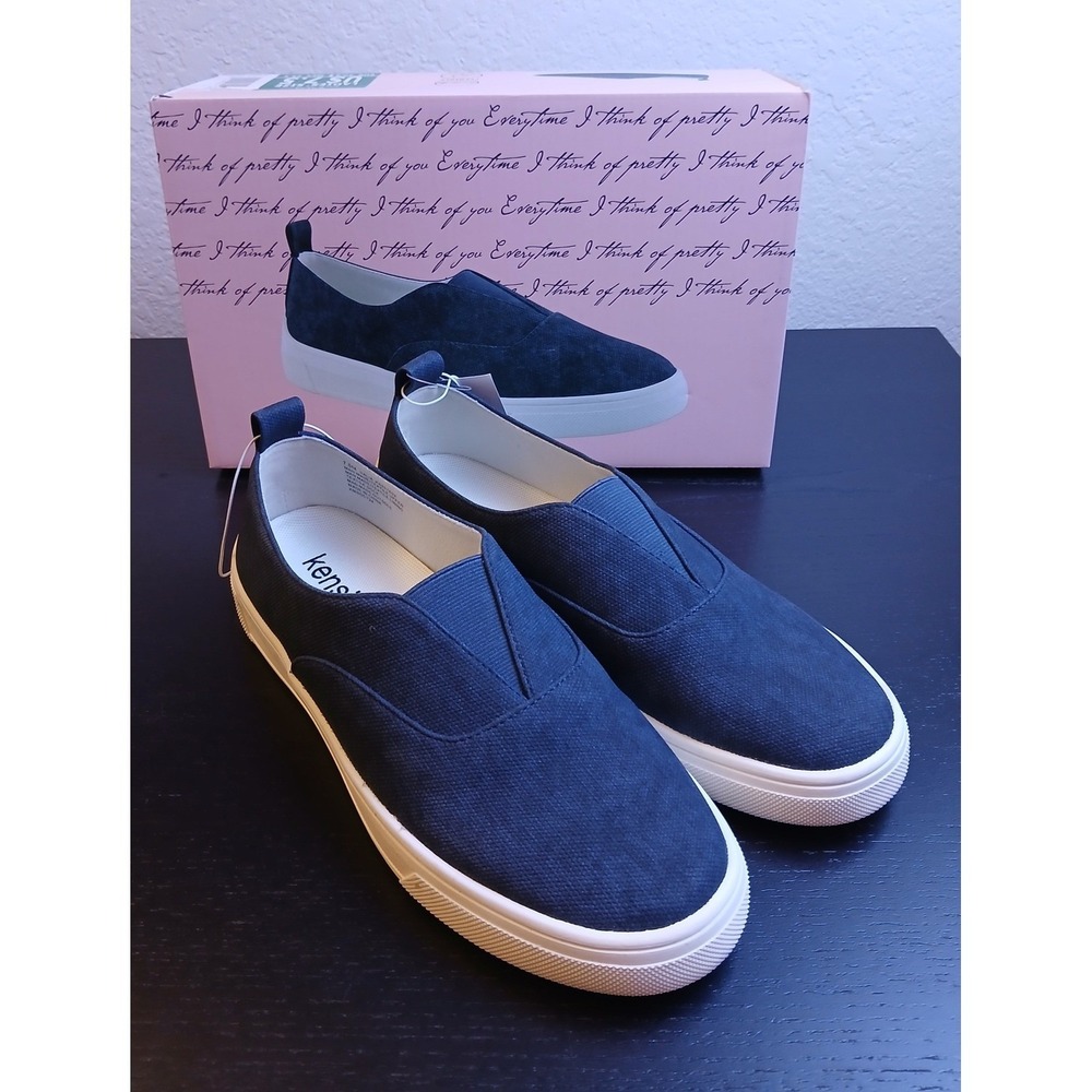 Kensie Salia Navy Blue Slip on Sneakers Women's 8.5 New KS251602 Canvas Flats